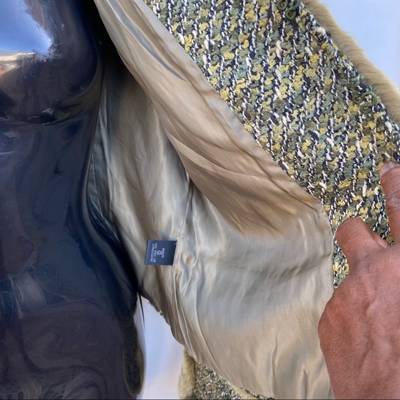 LAFAYETTE 148 New York Green Boucle & Rabbit Fur Jacket Size 12 - Picture 8 of 16